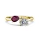 1 - Afra 1.90 ctw Rhodolite Garnet Pear Shape (7x5 mm) & White Sapphire Oval Shape (7x5 mm) Toi Et Moi Engagement Ring 