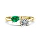 1 - Afra 1.80 ctw Emerald Pear Shape (7x5 mm) & White Sapphire Oval Shape (7x5 mm) Toi Et Moi Engagement Ring 