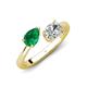 4 - Afra 1.80 ctw Emerald Pear Shape (7x5 mm) & White Sapphire Oval Shape (7x5 mm) Toi Et Moi Engagement Ring 