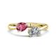 1 - Afra 1.70 ctw Pink Tourmaline Pear Shape (7x5 mm) & White Sapphire Oval Shape (7x5 mm) Toi Et Moi Engagement Ring 