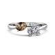 1 - Afra 1.65 ctw Smoky Quartz Pear Shape (7x5 mm) & White Sapphire Oval Shape (7x5 mm) Toi Et Moi Engagement Ring 