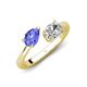 4 - Afra 1.75 ctw Tanzanite Pear Shape (7x5 mm) & White Sapphire Oval Shape (7x5 mm) Toi Et Moi Engagement Ring 