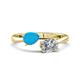 1 - Afra 1.35 ctw Turquoise Pear Shape (7x5 mm) & White Sapphire Oval Shape (7x5 mm) Toi Et Moi Engagement Ring 