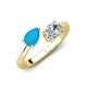 4 - Afra 1.35 ctw Turquoise Pear Shape (7x5 mm) & White Sapphire Oval Shape (7x5 mm) Toi Et Moi Engagement Ring 