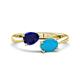 1 - Afra 1.60 ctw Blue Sapphire Pear Shape (7x5 mm) & Turquoise Oval Shape (7x5 mm) Toi Et Moi Engagement Ring 
