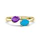 1 - Afra 1.35 ctw Amethyst Pear Shape (7x5 mm) & Turquoise Oval Shape (7x5 mm) Toi Et Moi Engagement Ring 