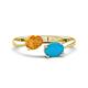 1 - Afra 1.35 ctw Citrine Pear Shape (7x5 mm) & Turquoise Oval Shape (7x5 mm) Toi Et Moi Engagement Ring 