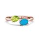 1 - Afra 1.50 ctw Peridot Pear Shape (7x5 mm) & Turquoise Oval Shape (7x5 mm) Toi Et Moi Engagement Ring 