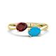 1 - Afra 1.60 ctw Red Garnet Pear Shape (7x5 mm) & Turquoise Oval Shape (7x5 mm) Toi Et Moi Engagement Ring 