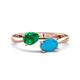 1 - Afra 1.50 ctw Emerald Pear Shape (7x5 mm) & Turquoise Oval Shape (7x5 mm) Toi Et Moi Engagement Ring 