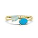 1 - Afra 1.05 ctw Opal Pear Shape (7x5 mm) & Turquoise Oval Shape (7x5 mm) Toi Et Moi Engagement Ring 