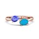 1 - Afra 1.45 ctw Tanzanite Pear Shape (7x5 mm) & Turquoise Oval Shape (7x5 mm) Toi Et Moi Engagement Ring 