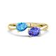 1 - Afra 1.70 ctw Blue Topaz Pear Shape (7x5 mm) & Tanzanite Oval Shape (7x5 mm) Toi Et Moi Engagement Ring 