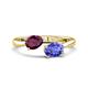 1 - Afra 1.75 ctw Rhodolite Garnet Pear Shape (7x5 mm) & Tanzanite Oval Shape (7x5 mm) Toi Et Moi Engagement Ring 