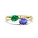 1 - Afra 1.65 ctw Emerald Pear Shape (7x5 mm) & Tanzanite Oval Shape (7x5 mm) Toi Et Moi Engagement Ring 