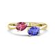 1 - Afra 1.55 ctw Pink Tourmaline Pear Shape (7x5 mm) & Tanzanite Oval Shape (7x5 mm) Toi Et Moi Engagement Ring 