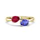 1 - Afra 1.80 ctw Ruby Pear Shape (7x5 mm) & Tanzanite Oval Shape (7x5 mm) Toi Et Moi Engagement Ring 