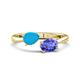 1 - Afra 1.20 ctw Turquoise Pear Shape (7x5 mm) & Tanzanite Oval Shape (7x5 mm) Toi Et Moi Engagement Ring 