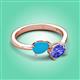 3 - Afra 1.20 ctw Turquoise Pear Shape (7x5 mm) & Tanzanite Oval Shape (7x5 mm) Toi Et Moi Engagement Ring 