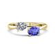 1 - Afra 1.75 ctw White Sapphire Pear Shape (7x5 mm) & Tanzanite Oval Shape (7x5 mm) Toi Et Moi Engagement Ring 
