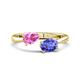 1 - Afra 1.75 ctw Pink Sapphire Pear Shape (7x5 mm) & Tanzanite Oval Shape (7x5 mm) Toi Et Moi Engagement Ring 