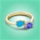 3 - Afra 1.75 ctw Blue Sapphire Pear Shape (7x5 mm) & Tanzanite Oval Shape (7x5 mm) Toi Et Moi Engagement Ring 