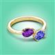 3 - Afra 1.50 ctw Amethyst Pear Shape (7x5 mm) & Tanzanite Oval Shape (7x5 mm) Toi Et Moi Engagement Ring 