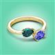 3 - Afra 1.70 ctw London Blue Topaz Pear Shape (7x5 mm) & Tanzanite Oval Shape (7x5 mm) Toi Et Moi Engagement Ring 