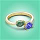 3 - Afra 1.71 ctw Lab Created Alexandrite Pear Shape (7x5 mm) & Tanzanite Oval Shape (7x5 mm) Toi Et Moi Engagement Ring 