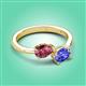 3 - Afra 1.55 ctw Pink Tourmaline Pear Shape (7x5 mm) & Tanzanite Oval Shape (7x5 mm) Toi Et Moi Engagement Ring 