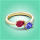 3 - Afra 1.80 ctw Ruby Pear Shape (7x5 mm) & Tanzanite Oval Shape (7x5 mm) Toi Et Moi Engagement Ring 