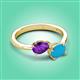 3 - Afra 1.35 ctw Amethyst Pear Shape (7x5 mm) & Turquoise Oval Shape (7x5 mm) Toi Et Moi Engagement Ring 