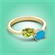 3 - Afra 1.50 ctw Peridot Pear Shape (7x5 mm) & Turquoise Oval Shape (7x5 mm) Toi Et Moi Engagement Ring 