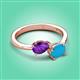 3 - Afra 1.35 ctw Amethyst Pear Shape (7x5 mm) & Turquoise Oval Shape (7x5 mm) Toi Et Moi Engagement Ring 