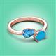 3 - Afra 1.55 ctw Blue Topaz Pear Shape (7x5 mm) & Turquoise Oval Shape (7x5 mm) Toi Et Moi Engagement Ring 