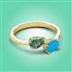3 - Afra 1.56 ctw Lab Created Alexandrite Pear Shape (7x5 mm) & Turquoise Oval Shape (7x5 mm) Toi Et Moi Engagement Ring 
