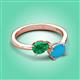 3 - Afra 1.50 ctw Emerald Pear Shape (7x5 mm) & Turquoise Oval Shape (7x5 mm) Toi Et Moi Engagement Ring 
