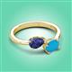 3 - Afra 1.30 ctw Iolite Pear Shape (7x5 mm) & Turquoise Oval Shape (7x5 mm) Toi Et Moi Engagement Ring 