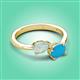 3 - Afra 1.05 ctw Opal Pear Shape (7x5 mm) & Turquoise Oval Shape (7x5 mm) Toi Et Moi Engagement Ring 