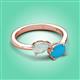 3 - Afra 1.05 ctw Opal Pear Shape (7x5 mm) & Turquoise Oval Shape (7x5 mm) Toi Et Moi Engagement Ring 