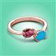 3 - Afra 1.40 ctw Pink Tourmaline Pear Shape (7x5 mm) & Turquoise Oval Shape (7x5 mm) Toi Et Moi Engagement Ring 