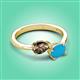 3 - Afra 1.35 ctw Smoky Quartz Pear Shape (7x5 mm) & Turquoise Oval Shape (7x5 mm) Toi Et Moi Engagement Ring 