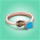 3 - Afra 1.35 ctw Smoky Quartz Pear Shape (7x5 mm) & Turquoise Oval Shape (7x5 mm) Toi Et Moi Engagement Ring 