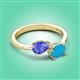 3 - Afra 1.45 ctw Tanzanite Pear Shape (7x5 mm) & Turquoise Oval Shape (7x5 mm) Toi Et Moi Engagement Ring 