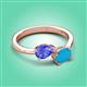 3 - Afra 1.45 ctw Tanzanite Pear Shape (7x5 mm) & Turquoise Oval Shape (7x5 mm) Toi Et Moi Engagement Ring 