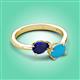 3 - Afra 1.60 ctw Blue Sapphire Pear Shape (7x5 mm) & Turquoise Oval Shape (7x5 mm) Toi Et Moi Engagement Ring 