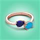 3 - Afra 1.60 ctw Blue Sapphire Pear Shape (7x5 mm) & Turquoise Oval Shape (7x5 mm) Toi Et Moi Engagement Ring 