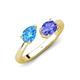 4 - Afra 1.70 ctw Blue Topaz Pear Shape (7x5 mm) & Tanzanite Oval Shape (7x5 mm) Toi Et Moi Engagement Ring 