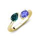 4 - Afra 1.70 ctw London Blue Topaz Pear Shape (7x5 mm) & Tanzanite Oval Shape (7x5 mm) Toi Et Moi Engagement Ring 