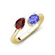4 - Afra 1.75 ctw Red Garnet Pear Shape (7x5 mm) & Tanzanite Oval Shape (7x5 mm) Toi Et Moi Engagement Ring 